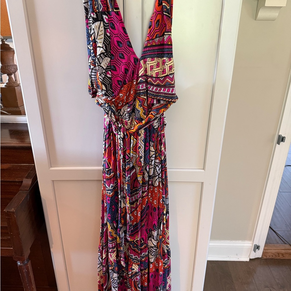 Maeve Pink and Orange Sleeveless Maxi Sundress